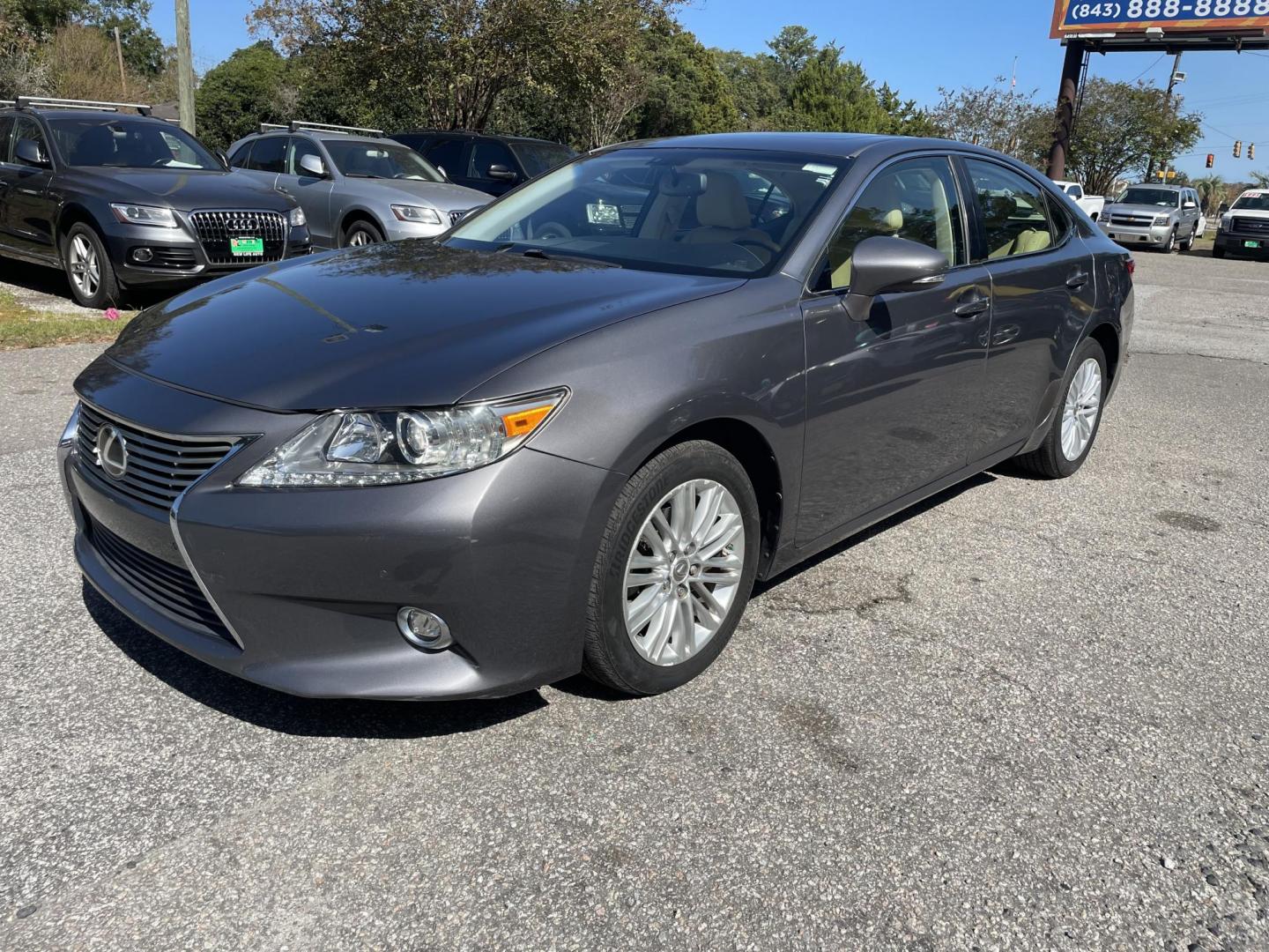 2014 GRAY LEXUS ES 350 BASE (JTHBK1GG7E2) with an 3.5L engine, Automatic transmission, located at 5103 Dorchester Rd., Charleston, SC, 29418-5607, (843) 767-1122, 36.245171, -115.228050 - Clean & Spacious Interior with Leather, Sunroof, Navigation, Backup Camera, Blind Spot Monitoring, Dual Climate Control, CD/AUX/Sat/Bluetooth, Power Everything (windows, locks, seats, mirrors), Heated/Cooled/Memory Seating, Power Rear Sunshade, Push Button Start, Keyless Entry, Alloy Wheels. ONLY 46 - Photo#2